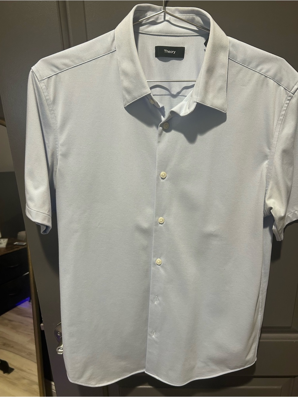 Theory Men’s Light Blue Short-Sleeve Button-Down Shirt